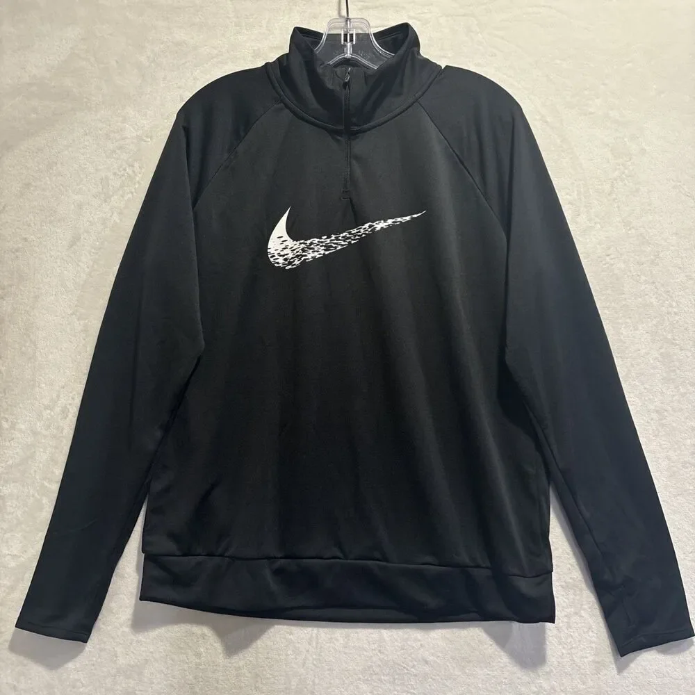Nike Running Dri-Fit Swoosh 1/4 Zip Top Women’s Size Medium Black NWT Activewear